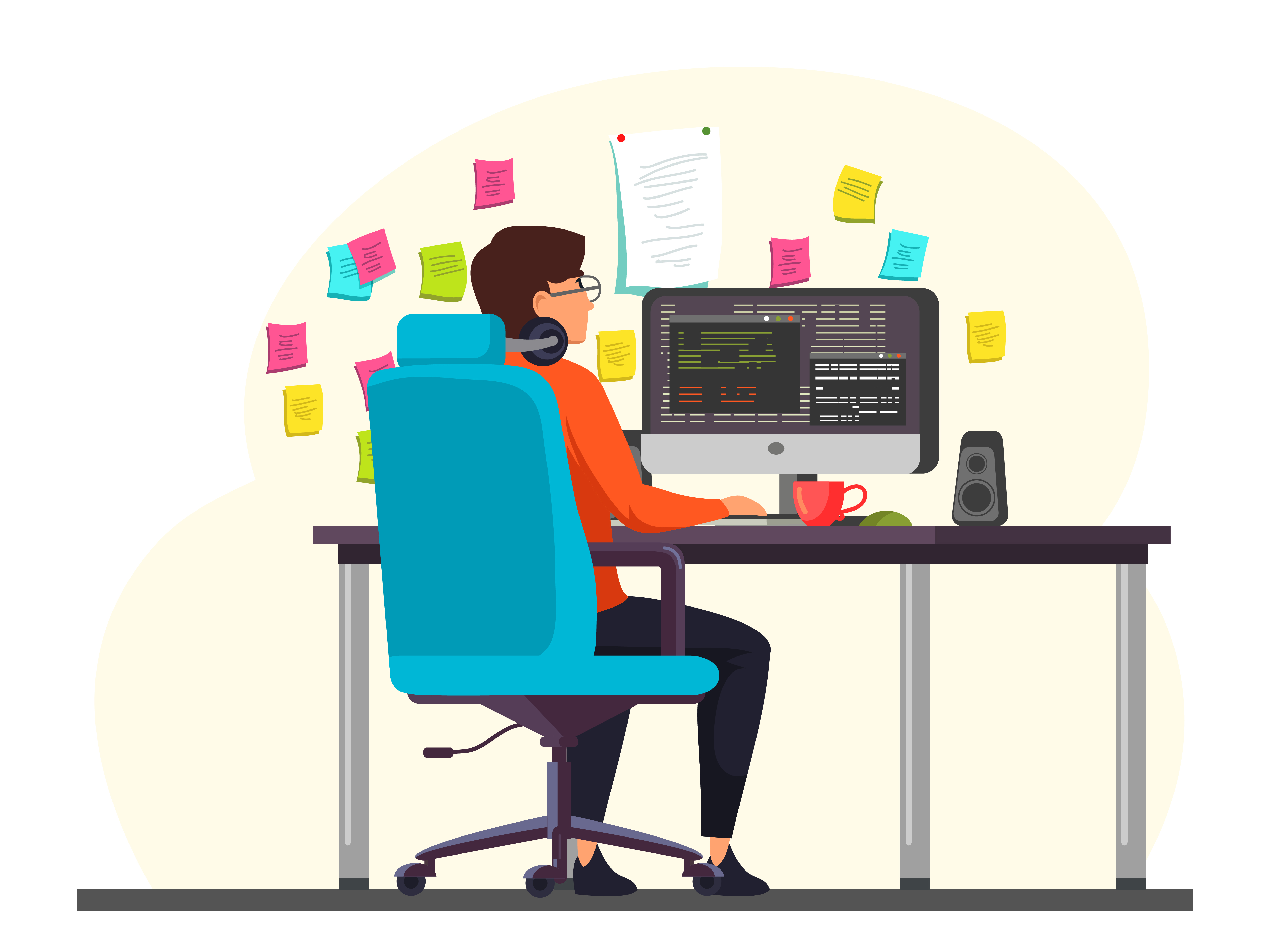 Business owner working on website